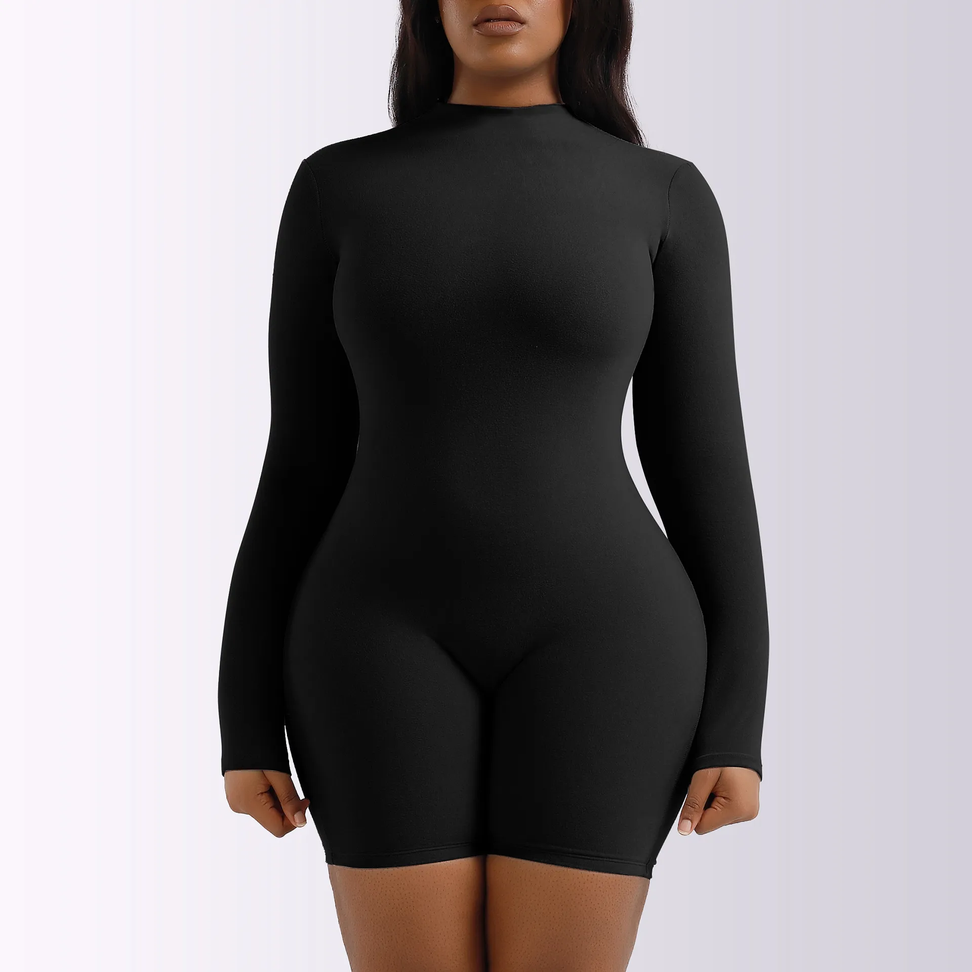 Curve Couture Long Sleeve Fitted Romper