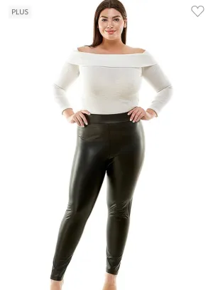 Curvy Faux Leather Leggings