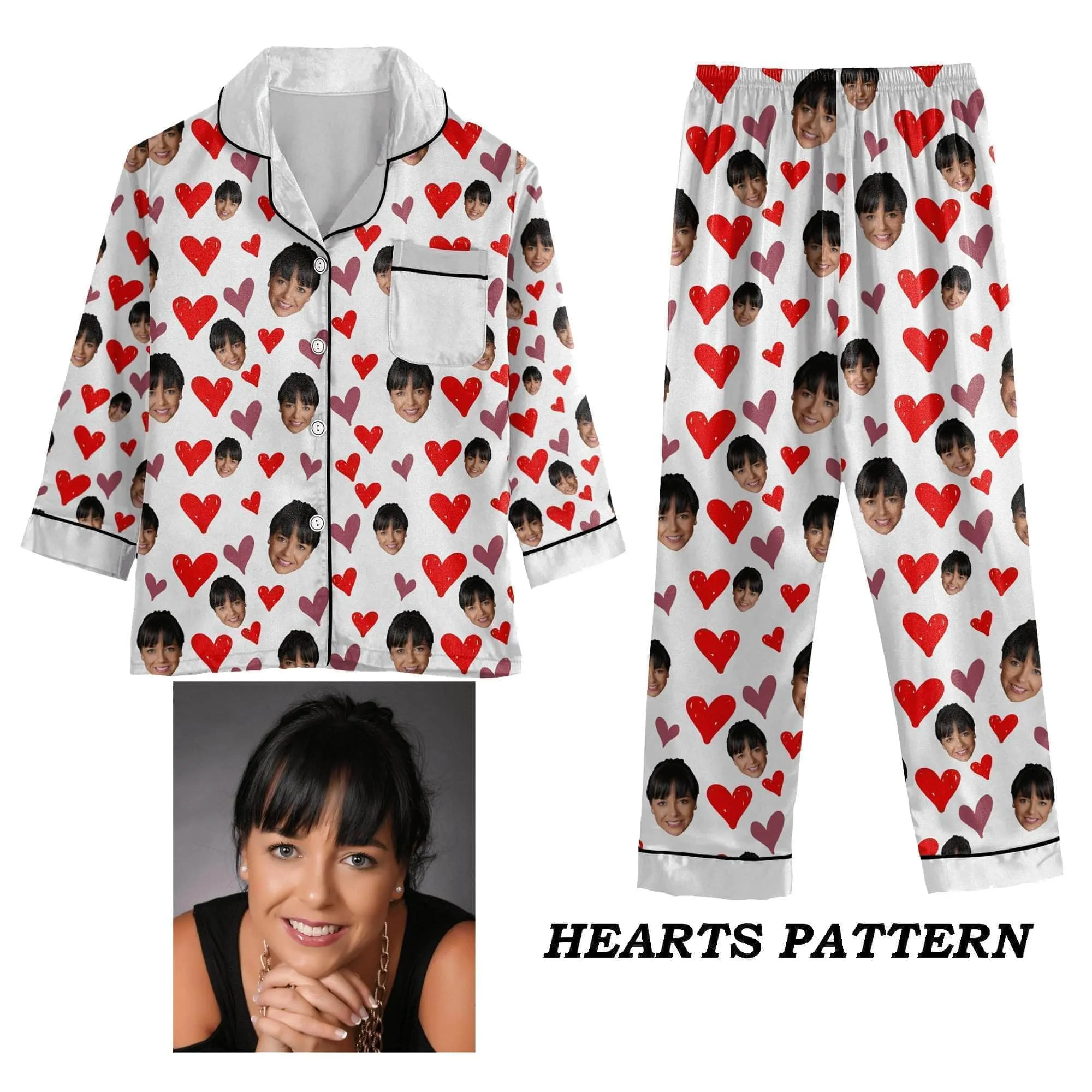 Custom Photo Pajamas | Personalized Special Love Hearts / Lips Pajama Set