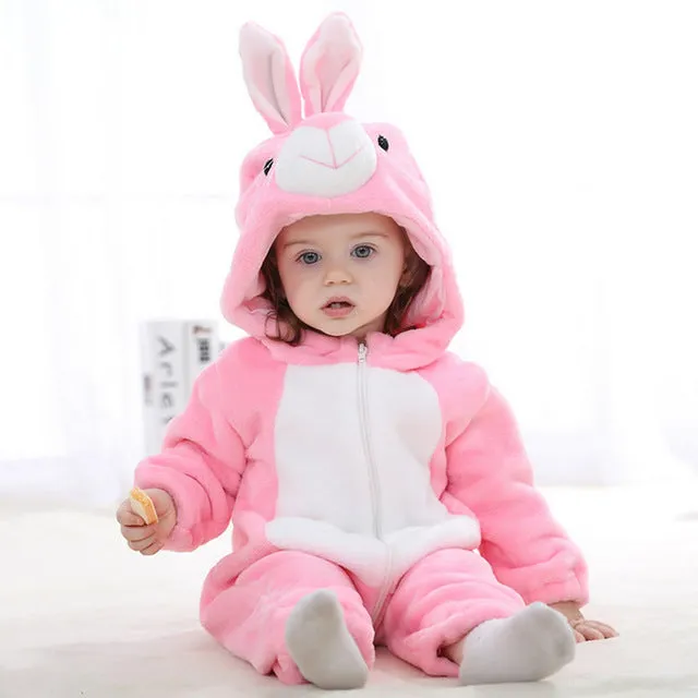 Cute Cartoon Flannel Baby Rompers