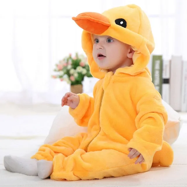 Cute Cartoon Flannel Baby Rompers