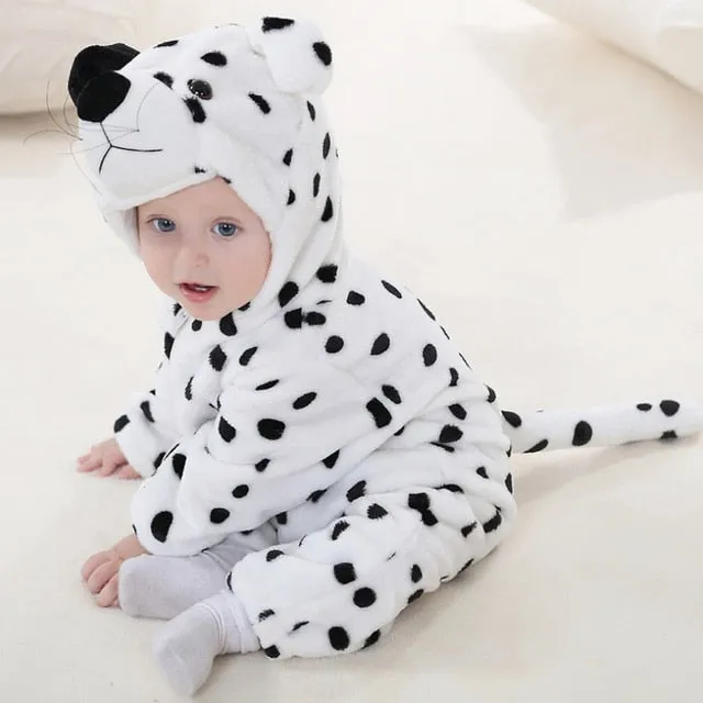 Cute Cartoon Flannel Baby Rompers