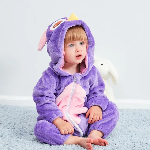 Cute Cartoon Flannel Baby Rompers