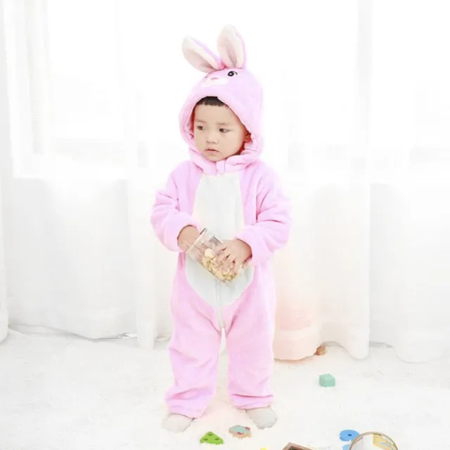Cute Cartoon Flannel Baby Rompers