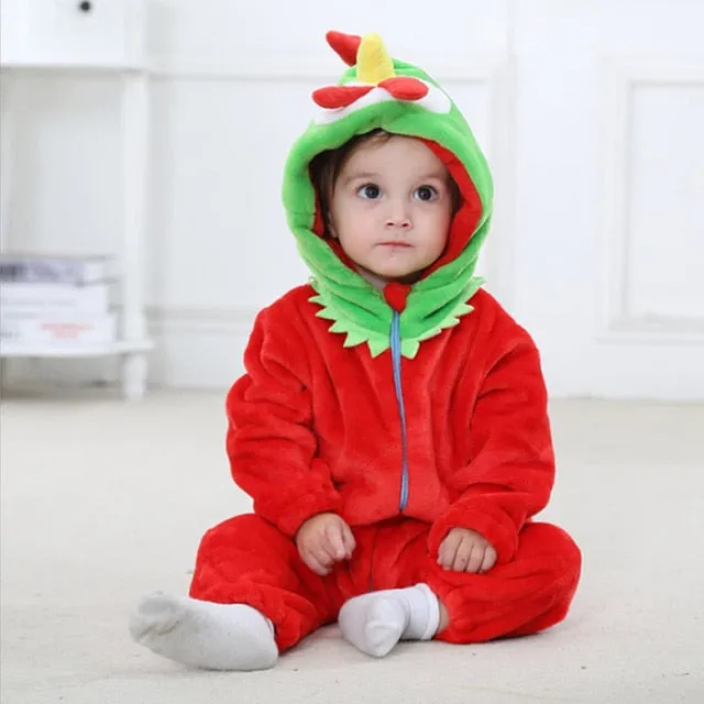 Cute Cartoon Flannel Baby Rompers