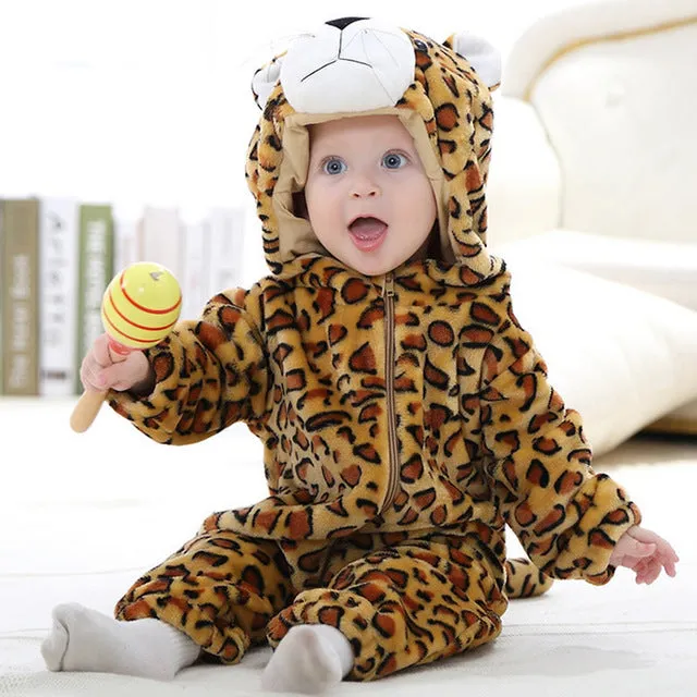 Cute Cartoon Flannel Baby Rompers