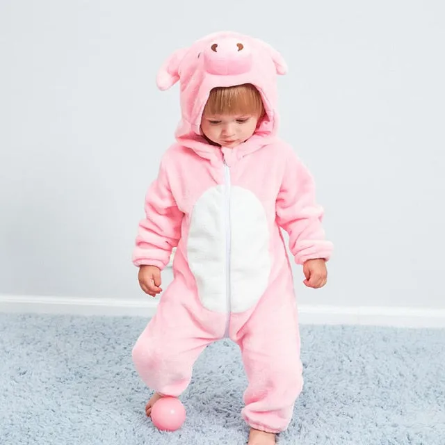 Cute Cartoon Flannel Baby Rompers