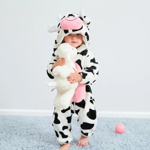 Cute Cartoon Flannel Baby Rompers