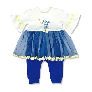 Cute Deer and Daisies Ornament - Girl Romper Dress with Tulle Skirt