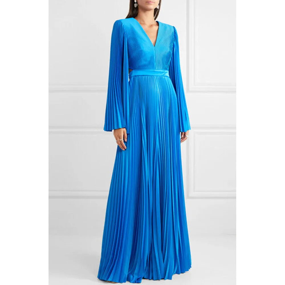 Cutout Pleated Satin Jumpsuit