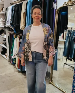 Daisy Cornflower Blue Short Kimono