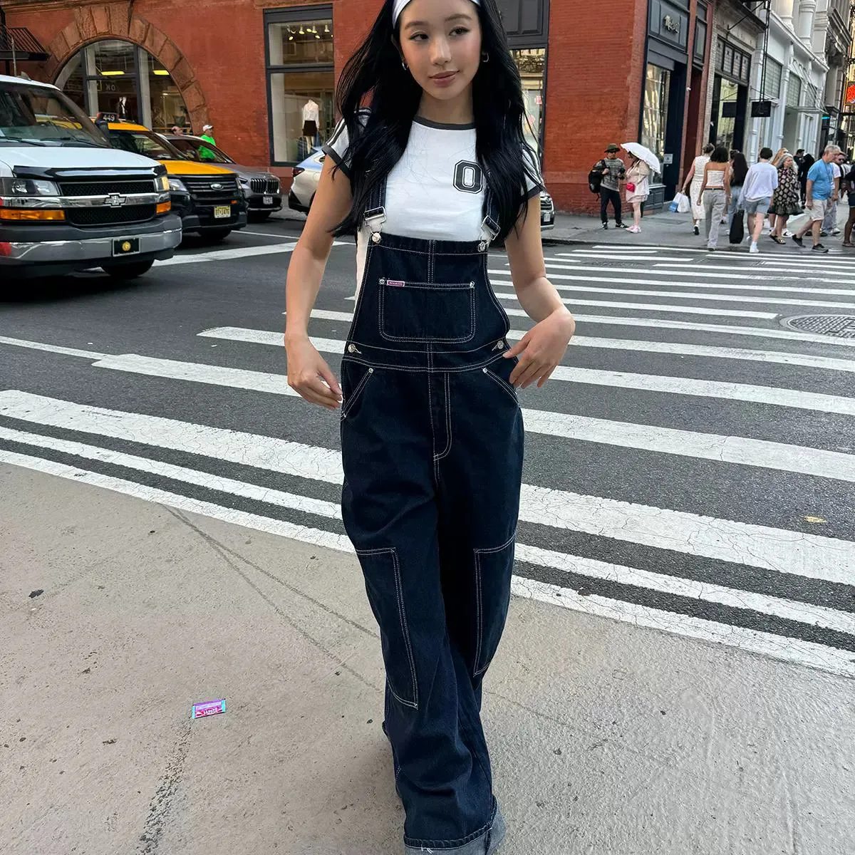 Dark Denim Loose Fit Overalls