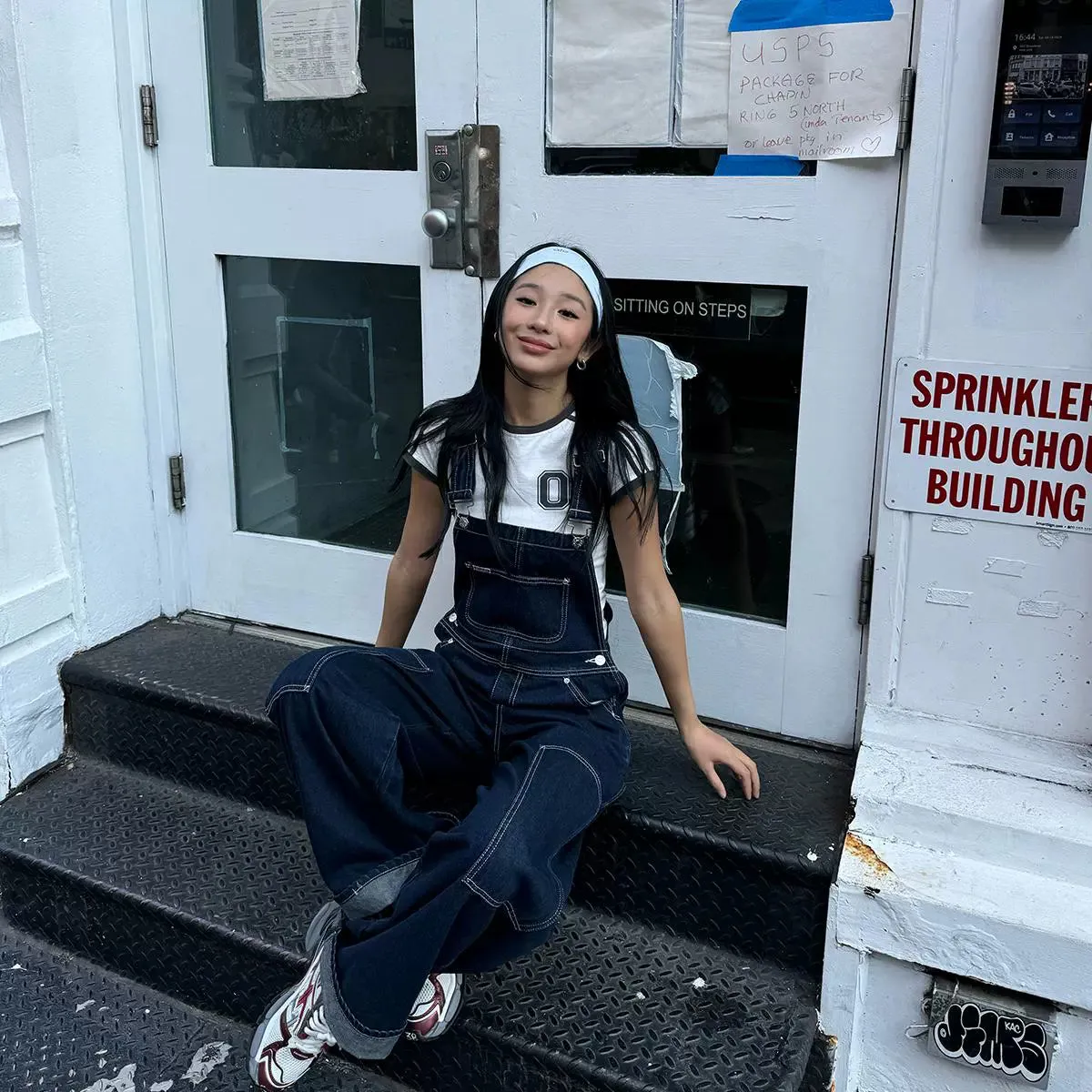 Dark Denim Loose Fit Overalls