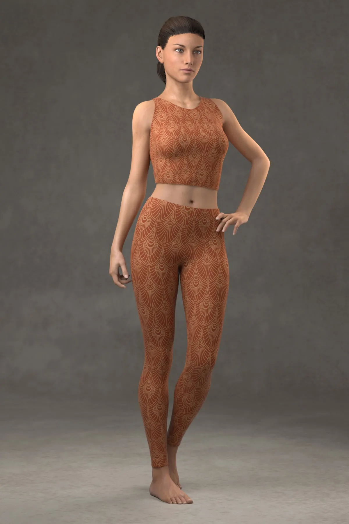 Deco Fan Leggings: Cinnamon