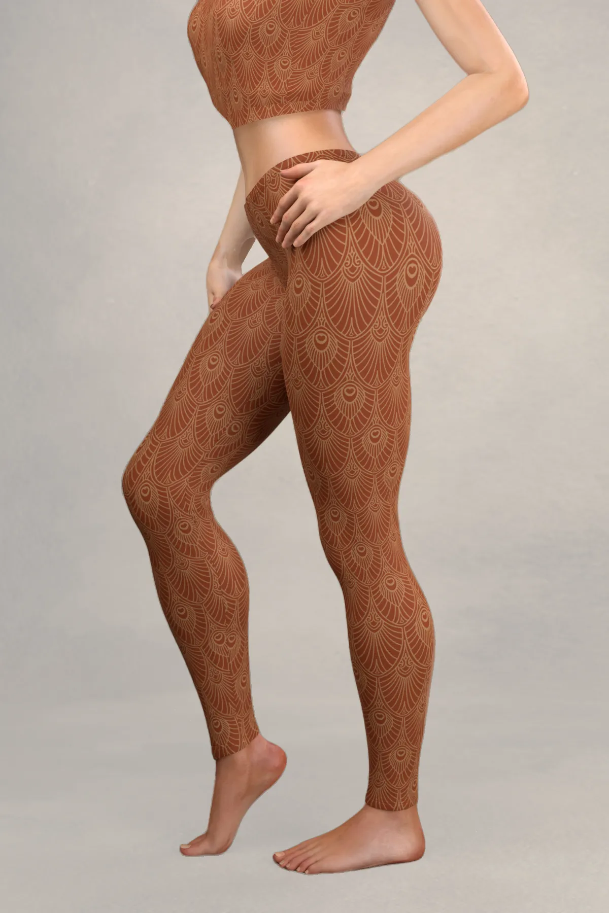 Deco Fan Leggings: Cinnamon