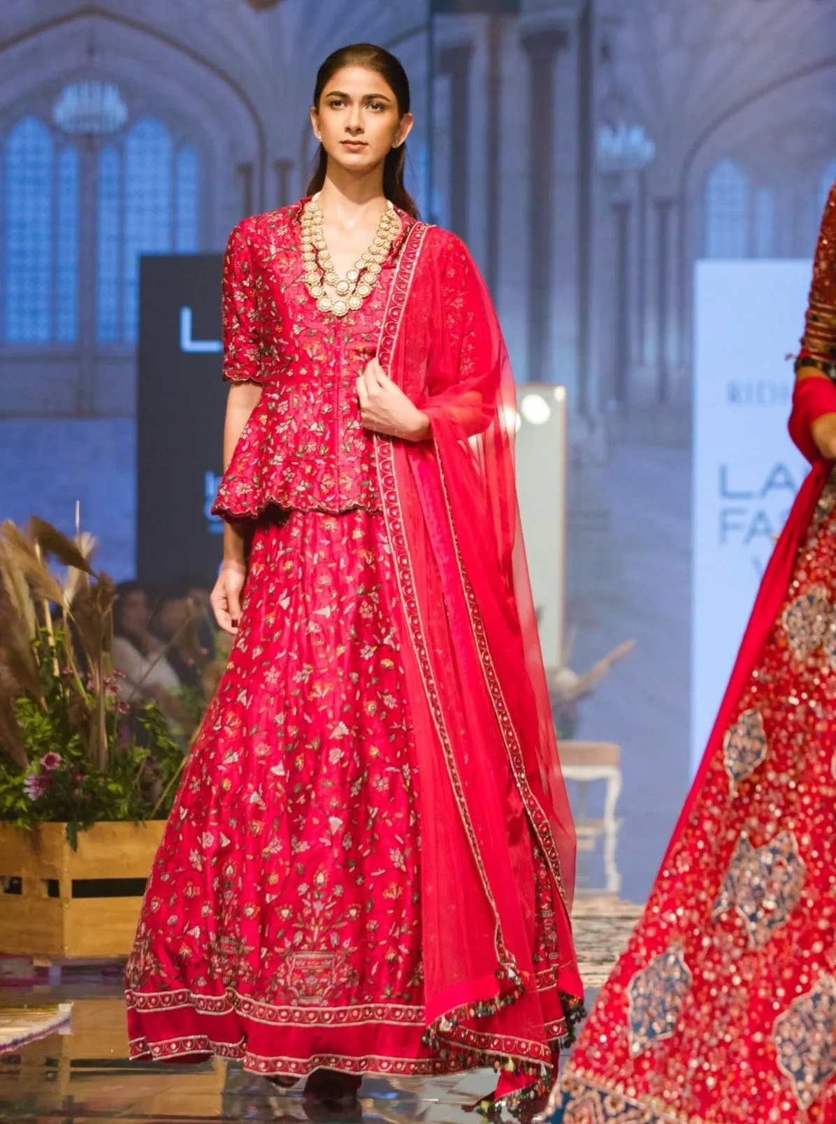Deep Fuschia Peplum Lehenga Set