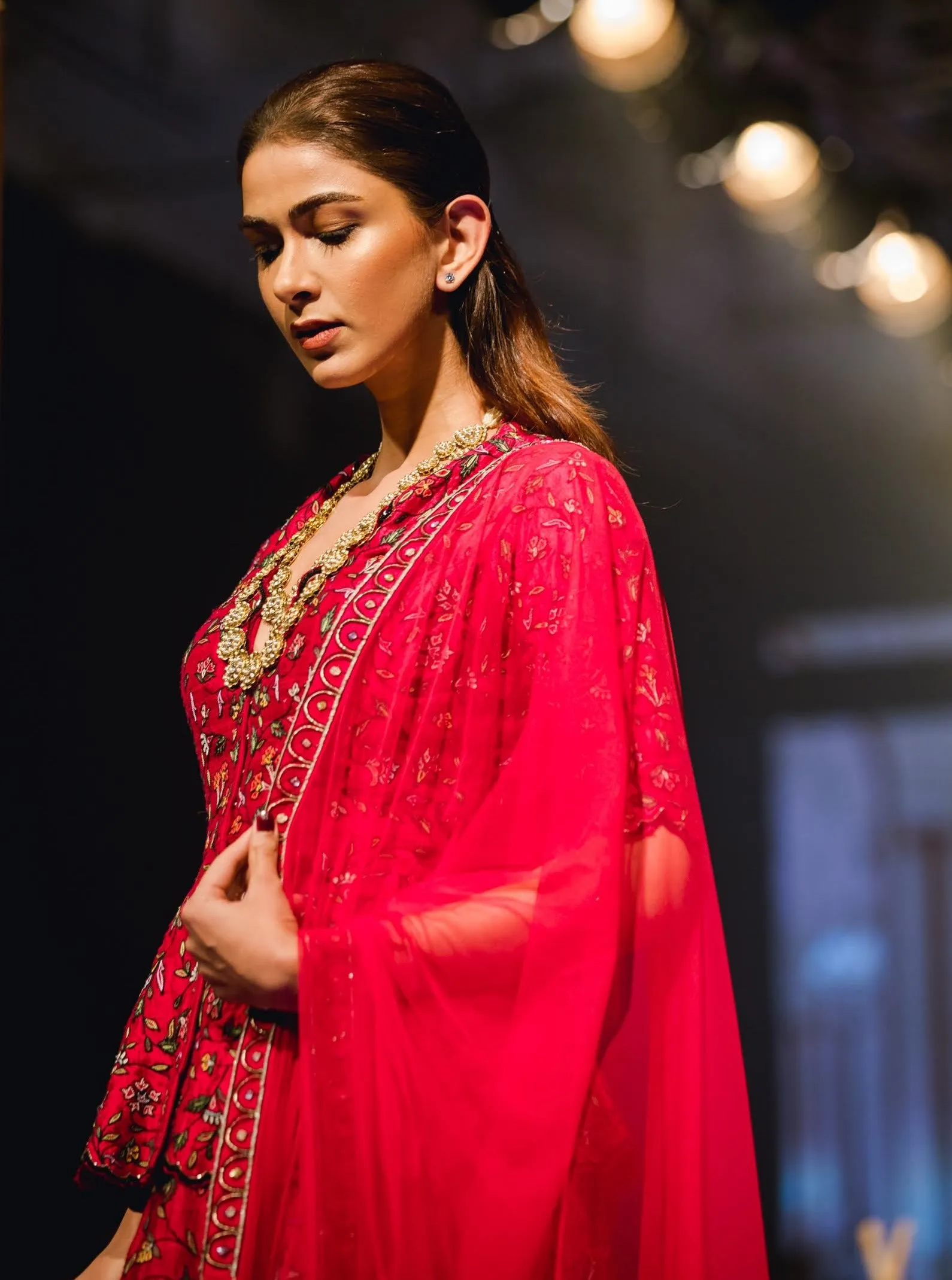 Deep Fuschia Peplum Lehenga Set