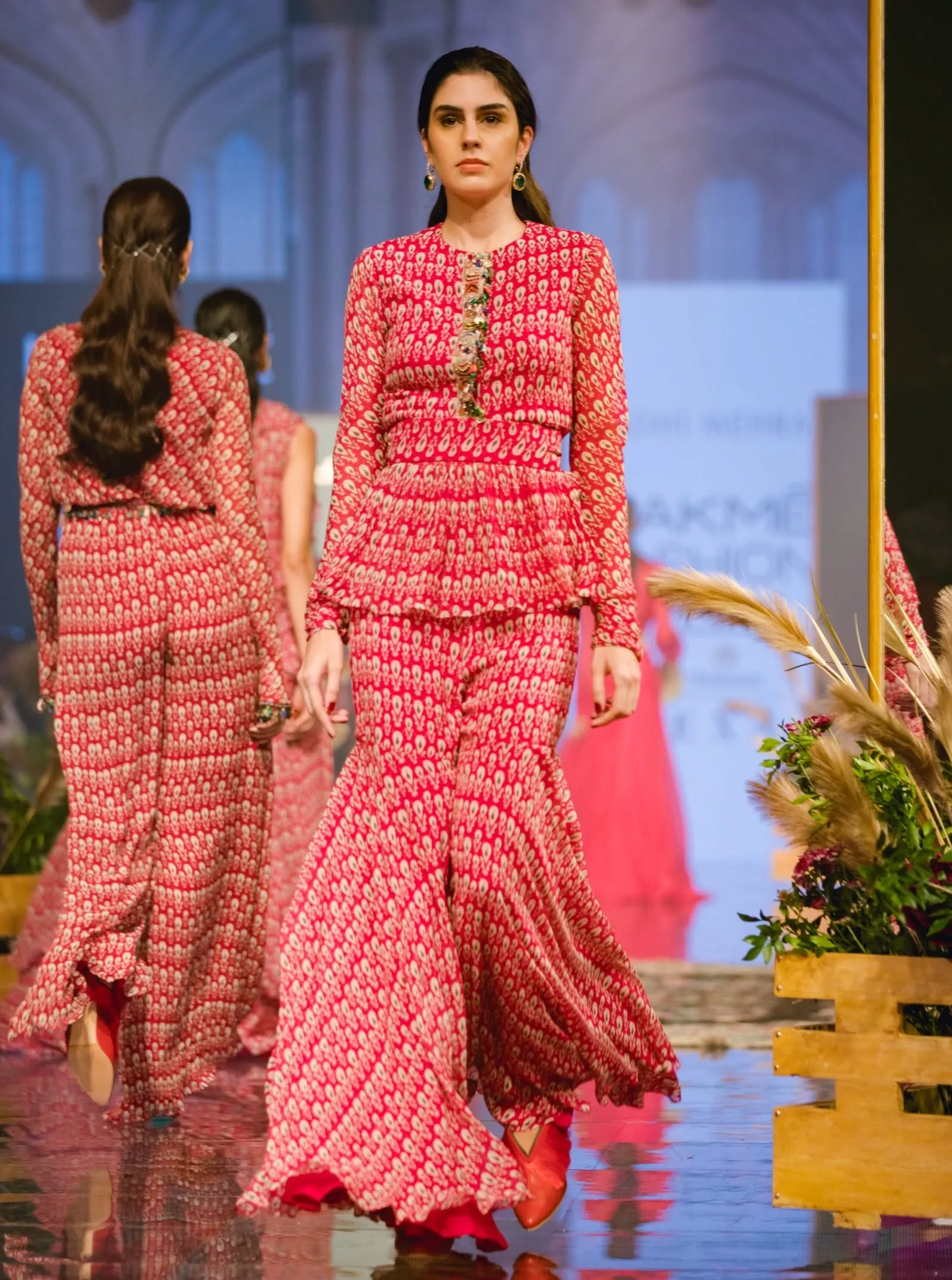 Deep Fuschia Peplum Top With Gharara