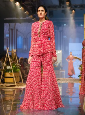 Deep Fuschia Peplum Top With Gharara