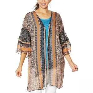 Democracy Women's Ruffle Sleeve Printed Kimono