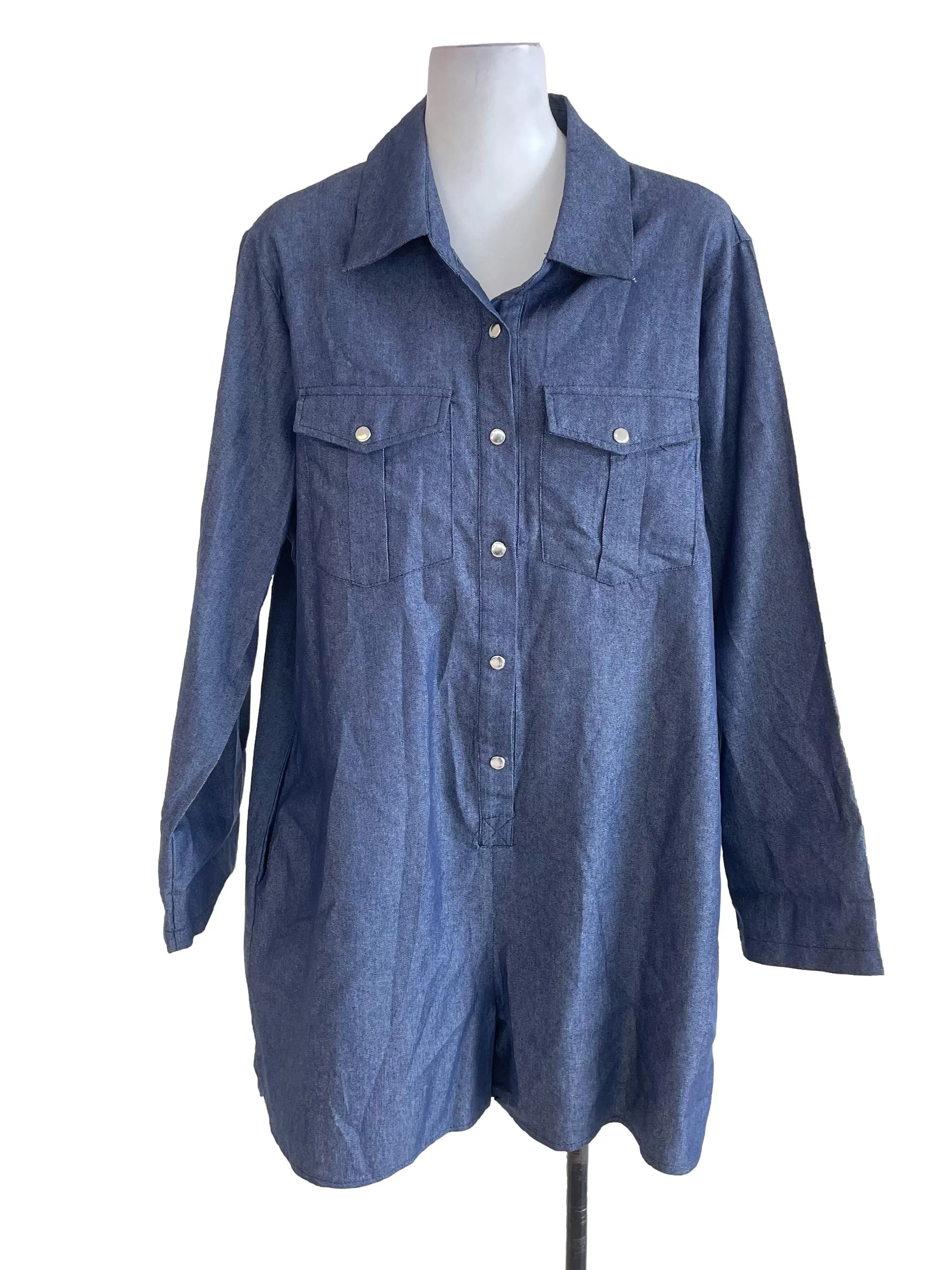 Denim Blue Bust Pocket Shirt Dress