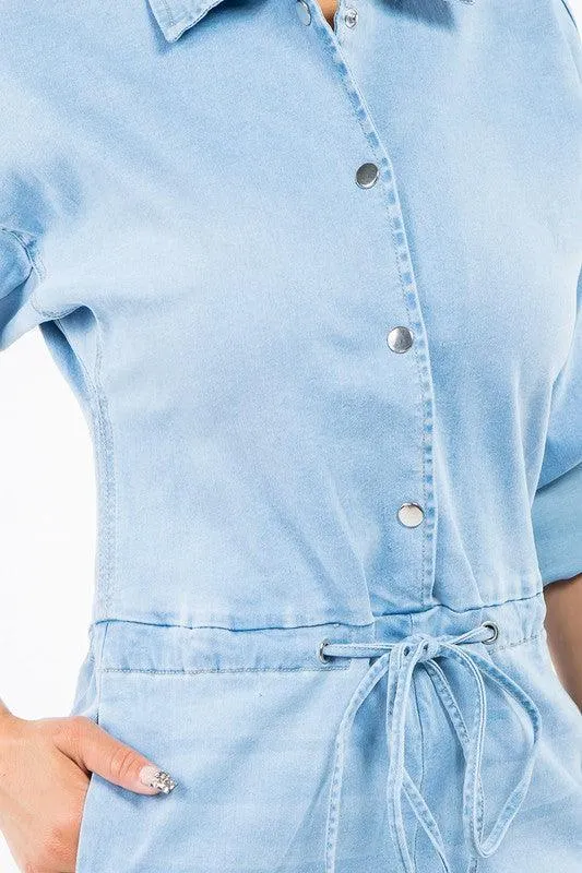 DENIM BUTTTON FRONT ROMPER