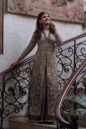 Designer Walima Long Maxi in Gray Color #Y2023