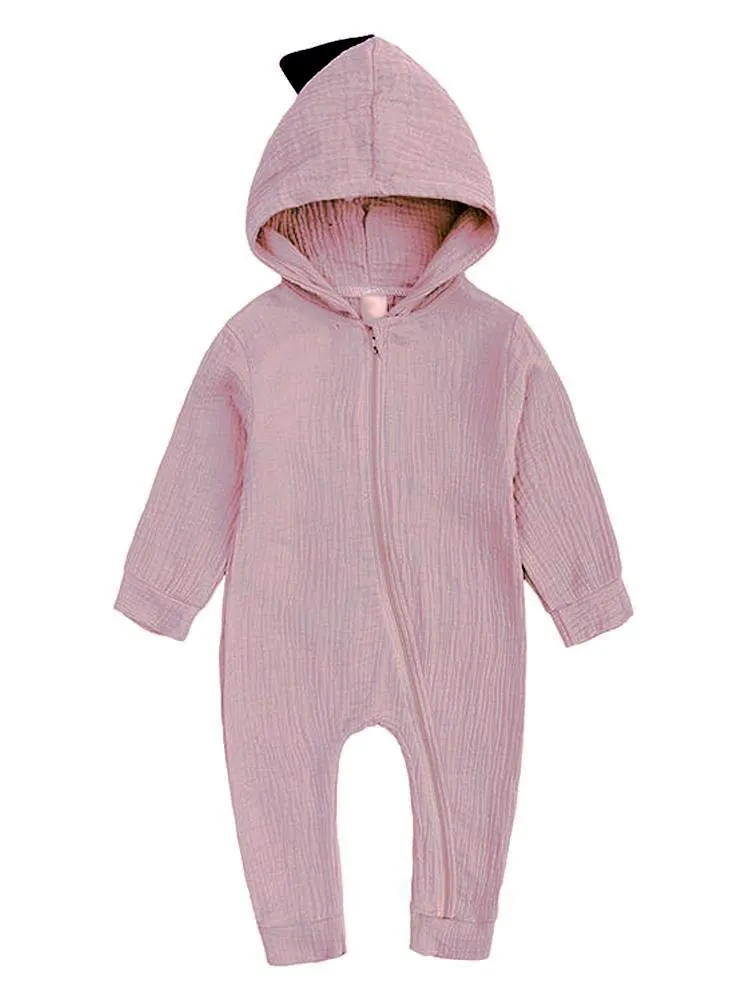 Dinky Dinosaur Diva Pink Hooded Onesie with Spikes Effect - Mauve