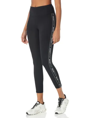 DKNY Women's Hw 7/8 Legging Logo Taping, Black/Black