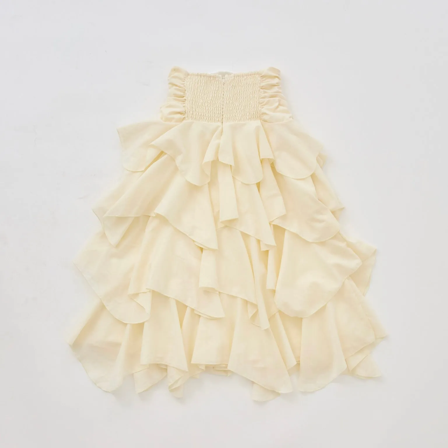 Drawstring Ribbon Tiered Long Skirt