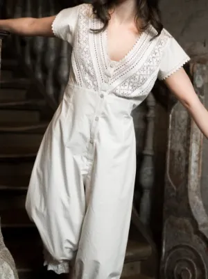 Duchess Morning - Victorian Inspired Onesie in Ecru Cotton