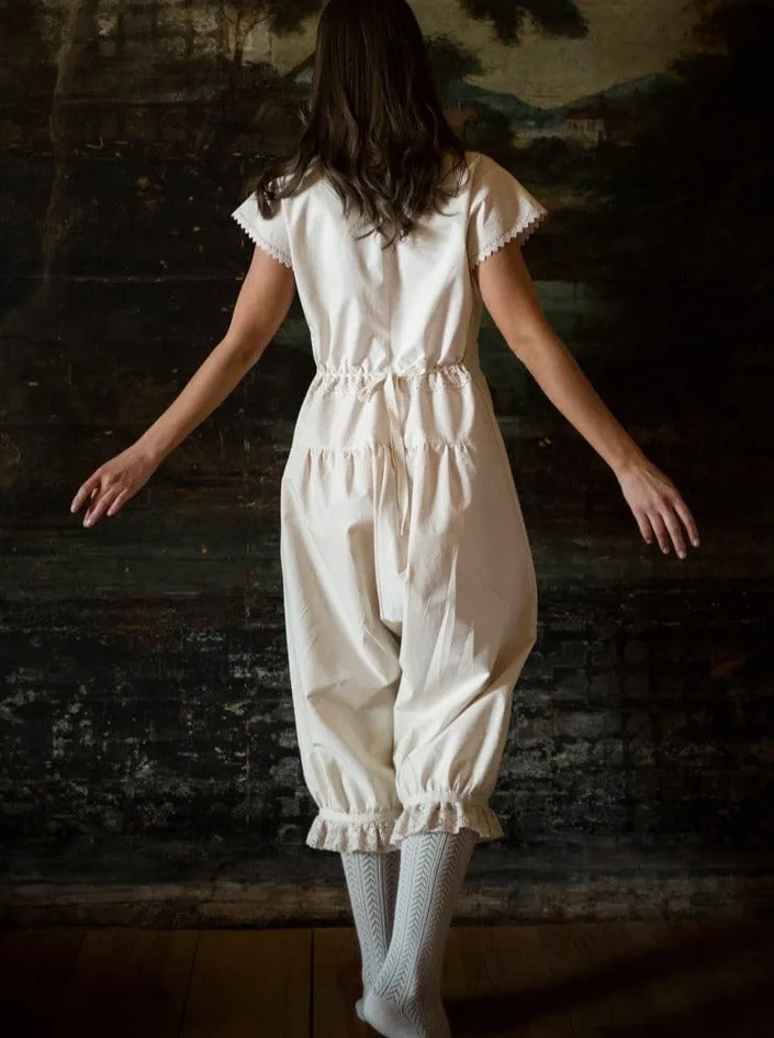 Duchess Morning - Victorian Inspired Onesie in Ecru Cotton