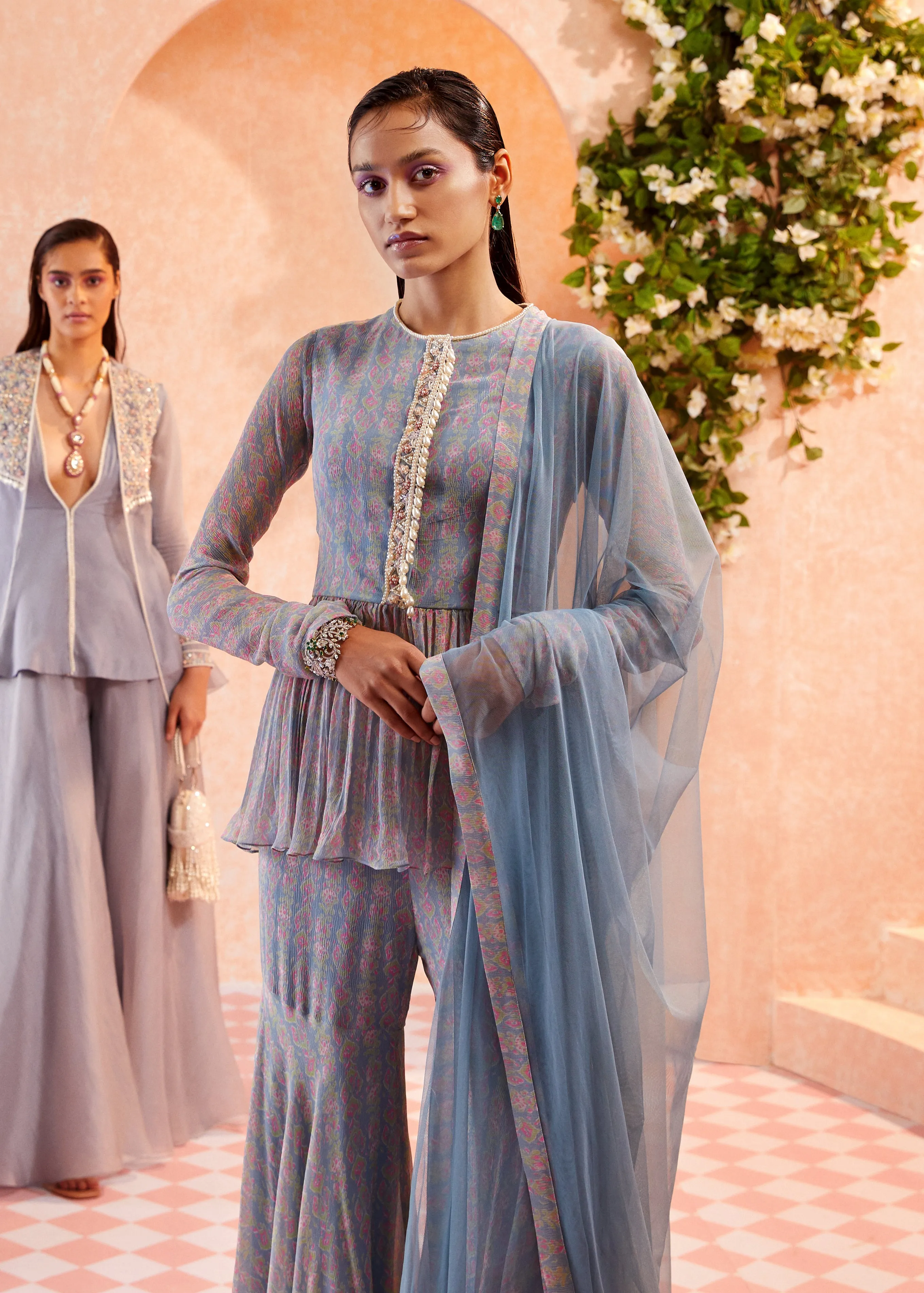 Dusty Blue Nineve Sharara Set