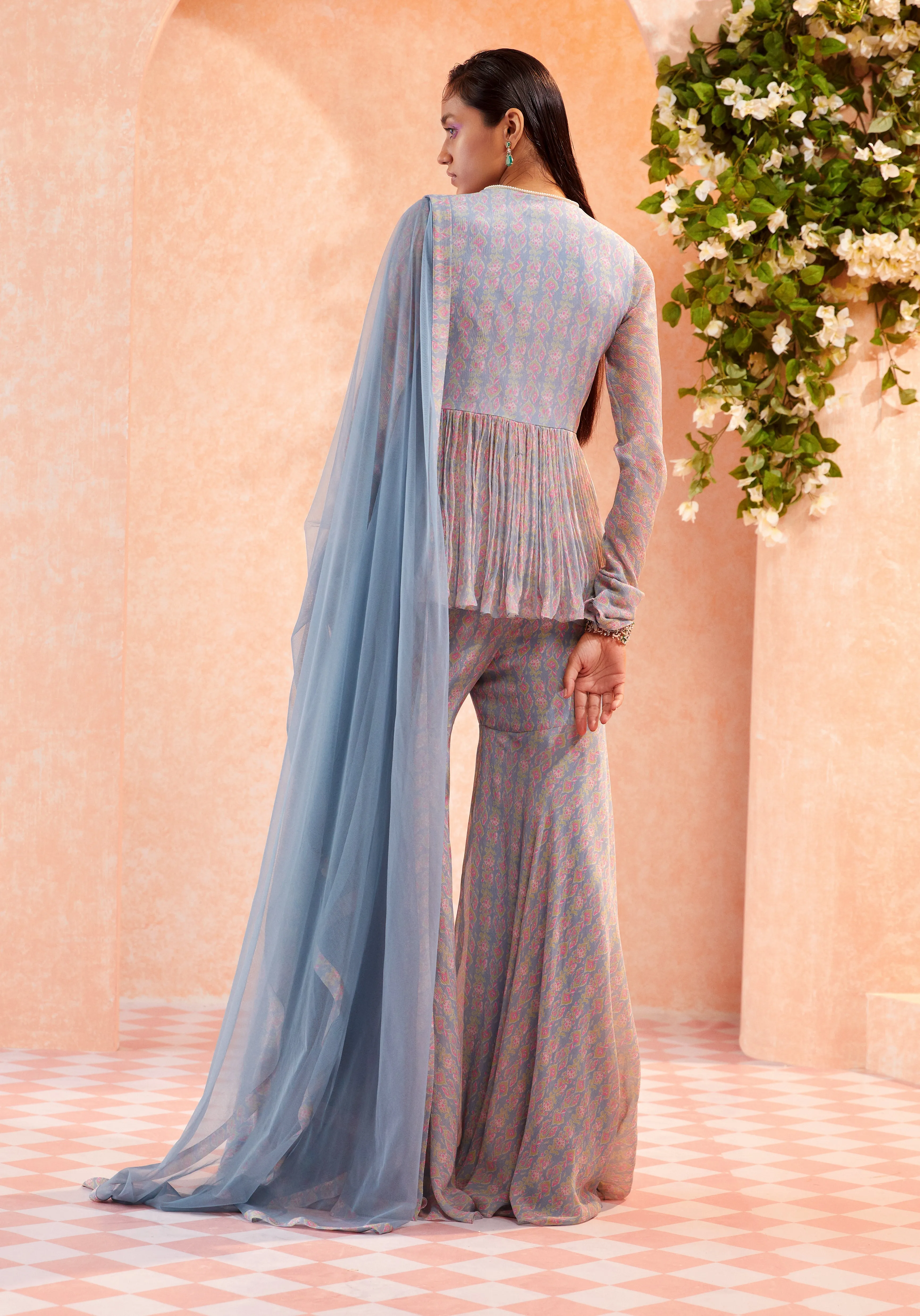 Dusty Blue Nineve Sharara Set