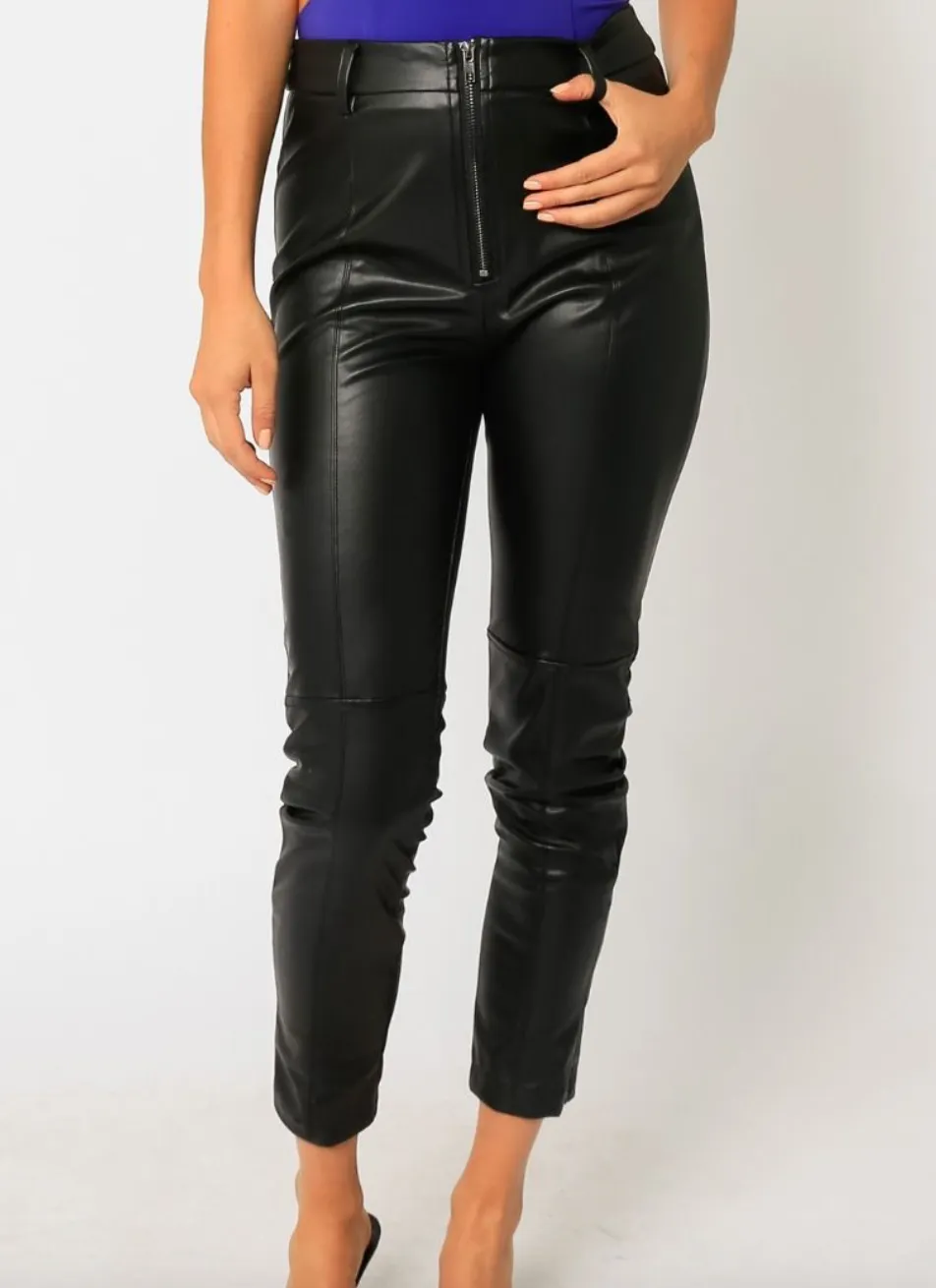 Eco Leather Zipper Leggings
