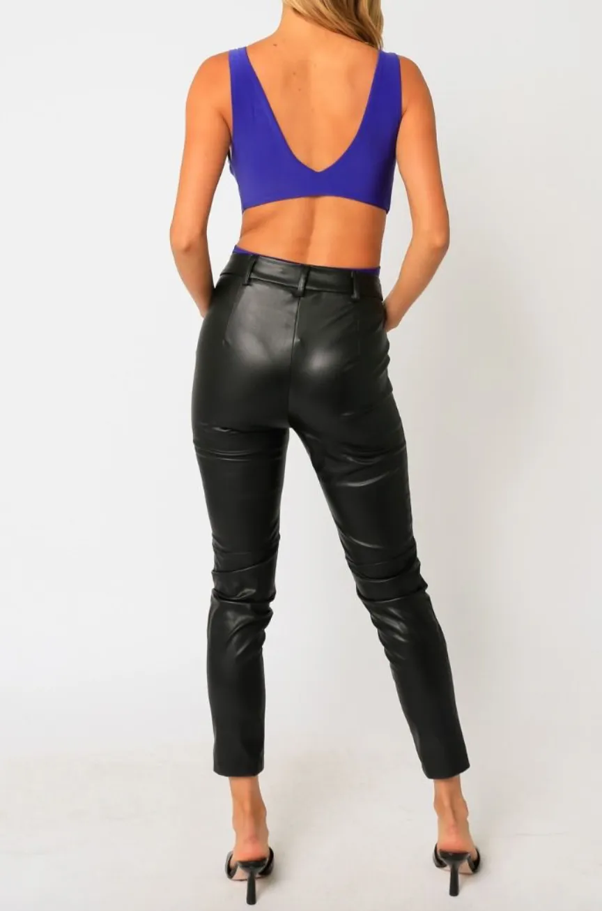 Eco Leather Zipper Leggings