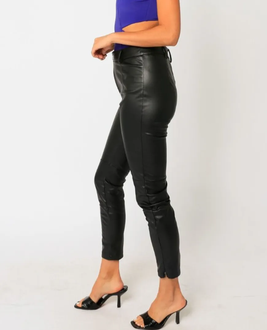 Eco Leather Zipper Leggings