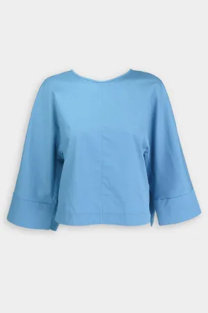 Eco Poplin Sculpted Top in Kairi Blue