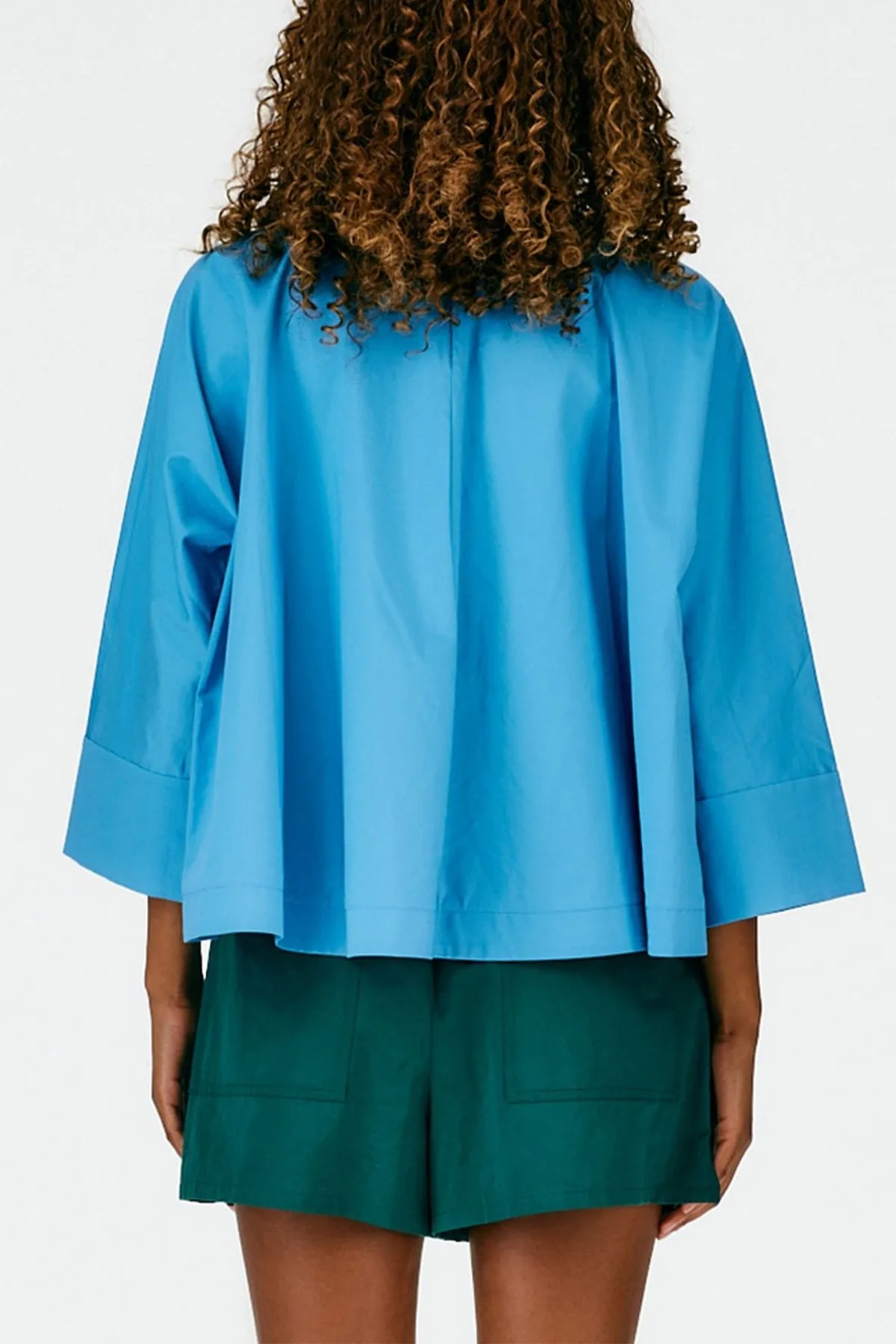 Eco Poplin Sculpted Top in Kairi Blue