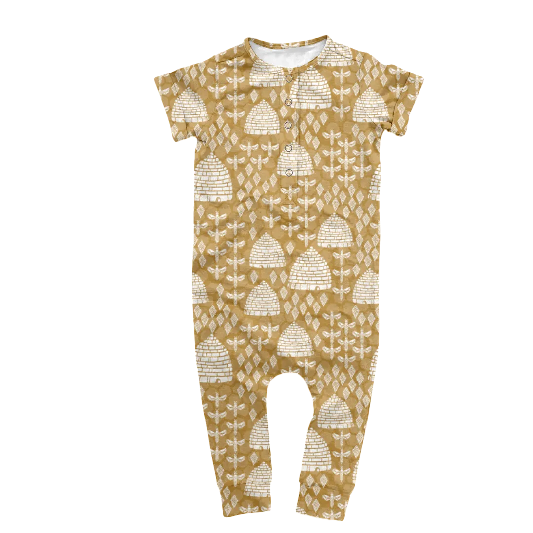 Effortless Bamboo Romper - Honey Bee