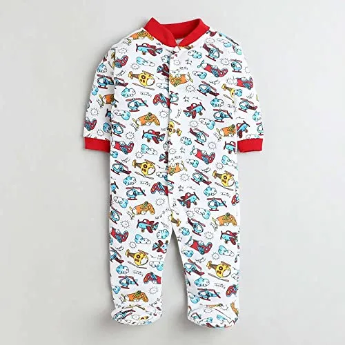 EIO Baby's Cotton All Over Printed Night Suits Pack Of 3 (AX-FR_Red_0 Months-3 Months)