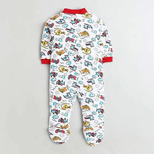 EIO Baby's Cotton All Over Printed Night Suits Pack Of 3 (AX-FR_Red_0 Months-3 Months)