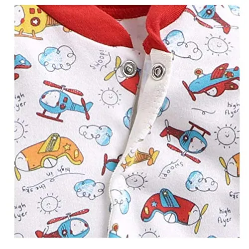EIO Baby's Cotton All Over Printed Night Suits Pack Of 3 (AX-FR_Red_0 Months-3 Months)