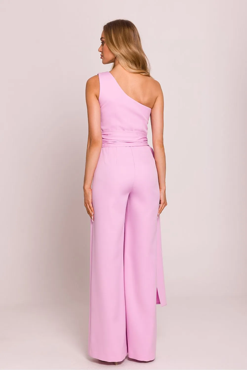 Elegant one shoulder jumpsuit with a motif