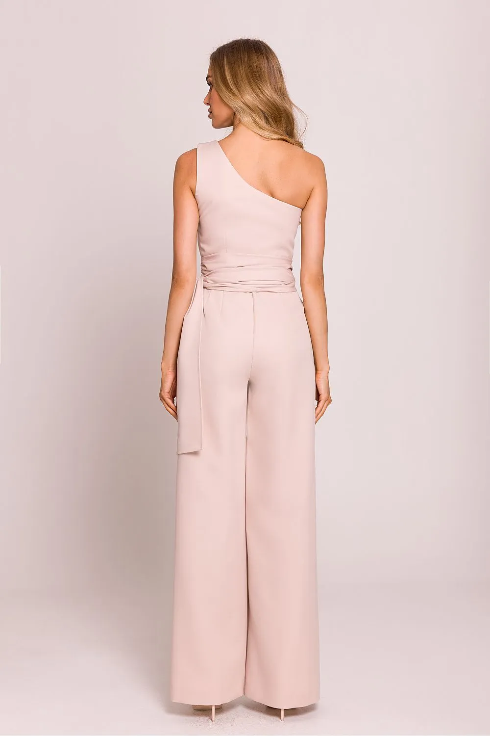Elegant one shoulder jumpsuit with a motif