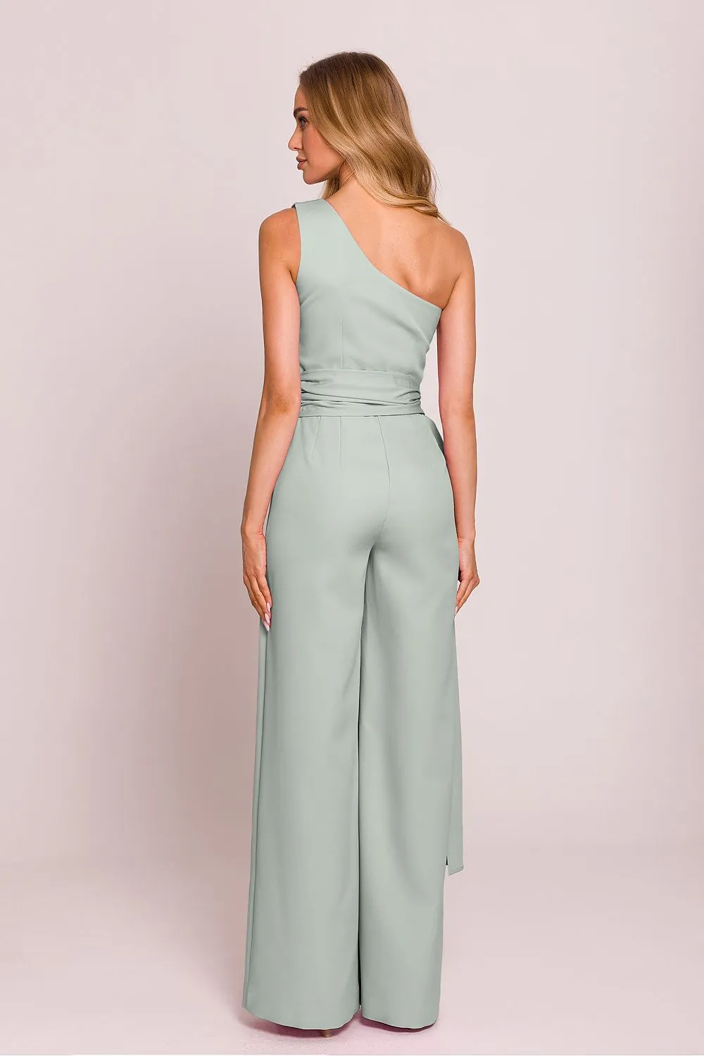 Elegant one shoulder jumpsuit with a motif