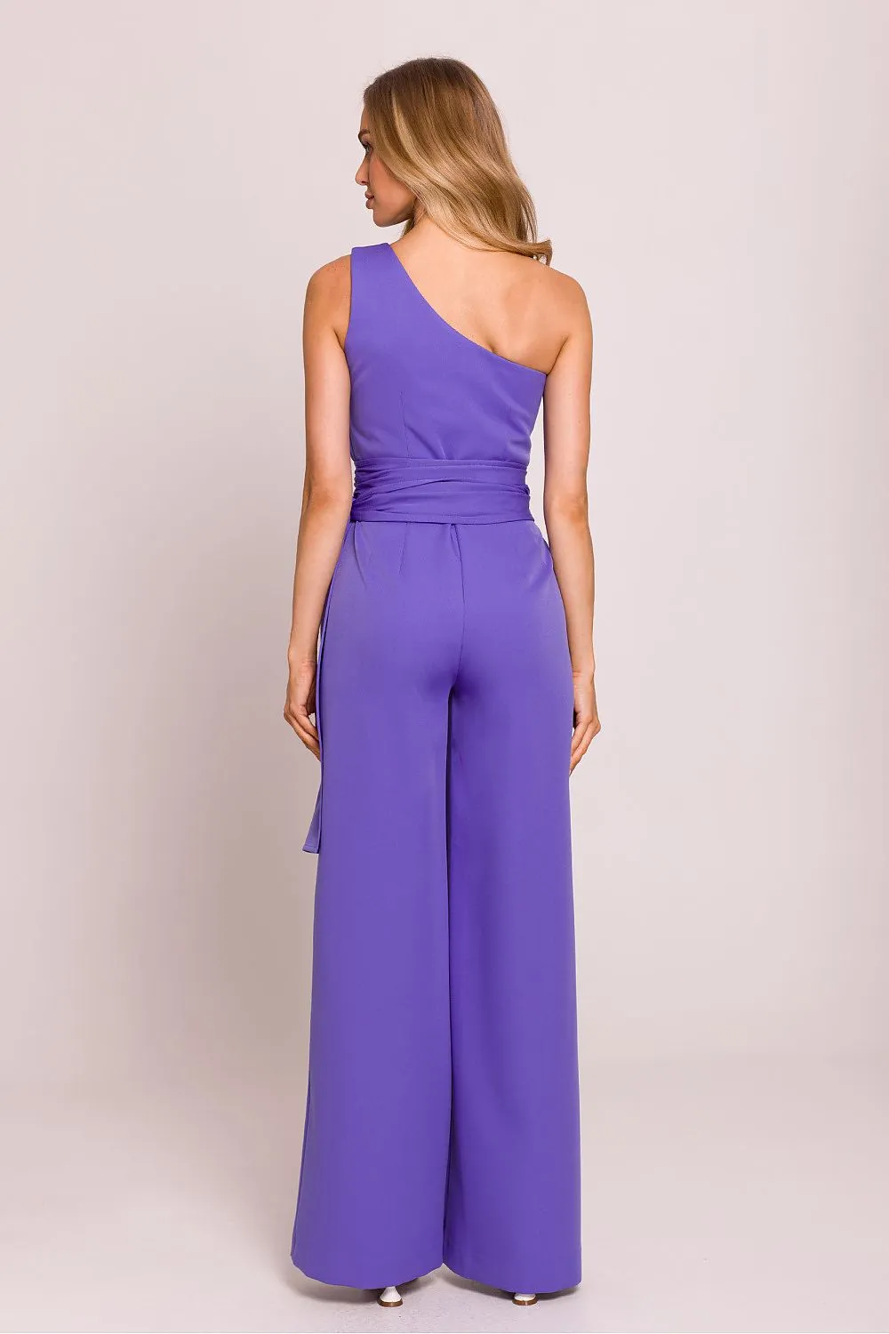 Elegant one shoulder jumpsuit with a motif