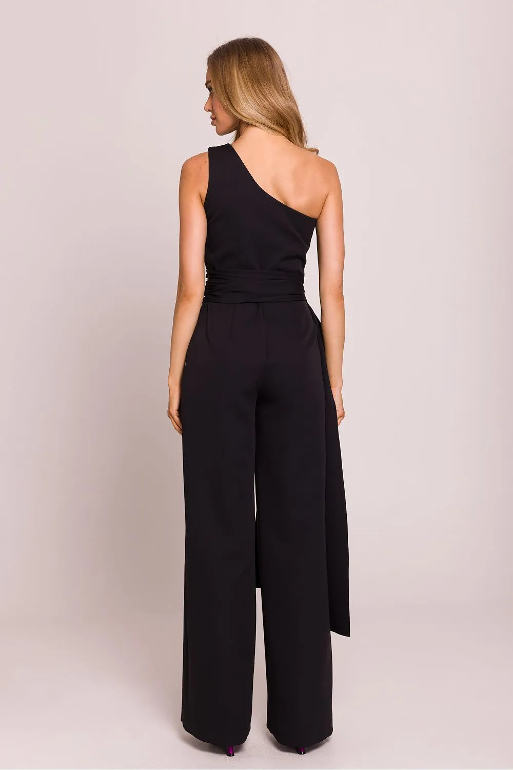 Elegant one shoulder jumpsuit with a motif