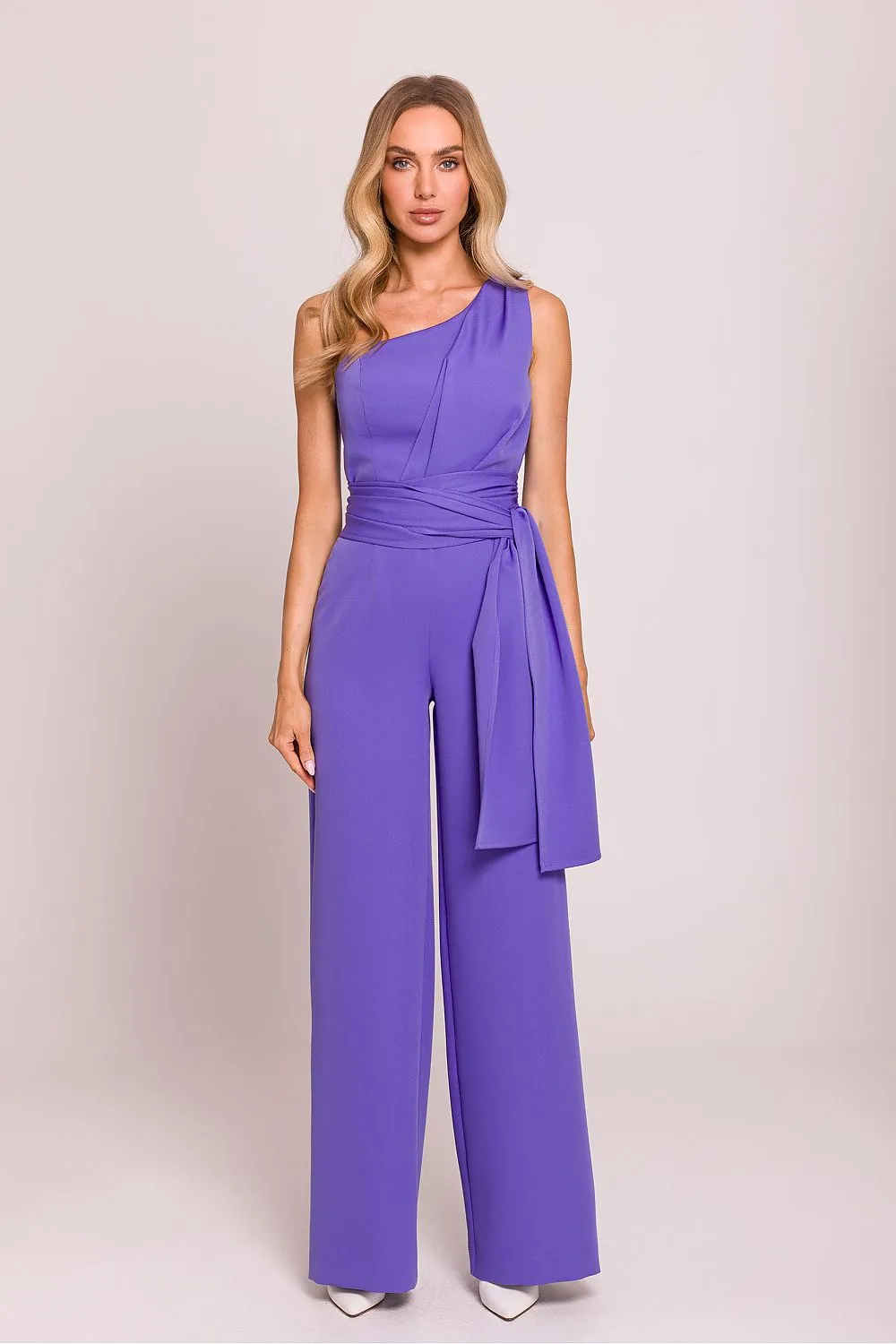 Elegant one shoulder jumpsuit with a motif