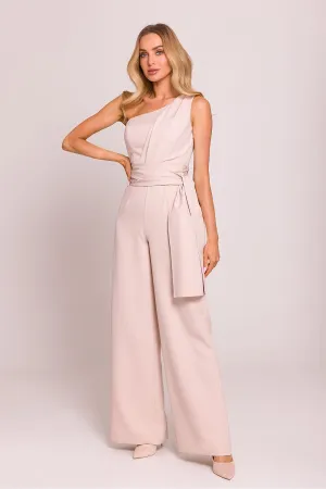 Elegant one shoulder jumpsuit with a motif